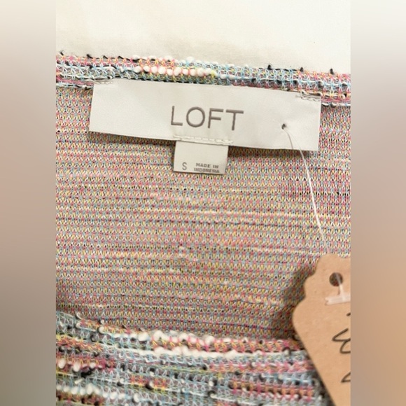 LOFT Colorful Knit Too Blouse with Puffed Sleeve | Size S - Picture 2 of 9